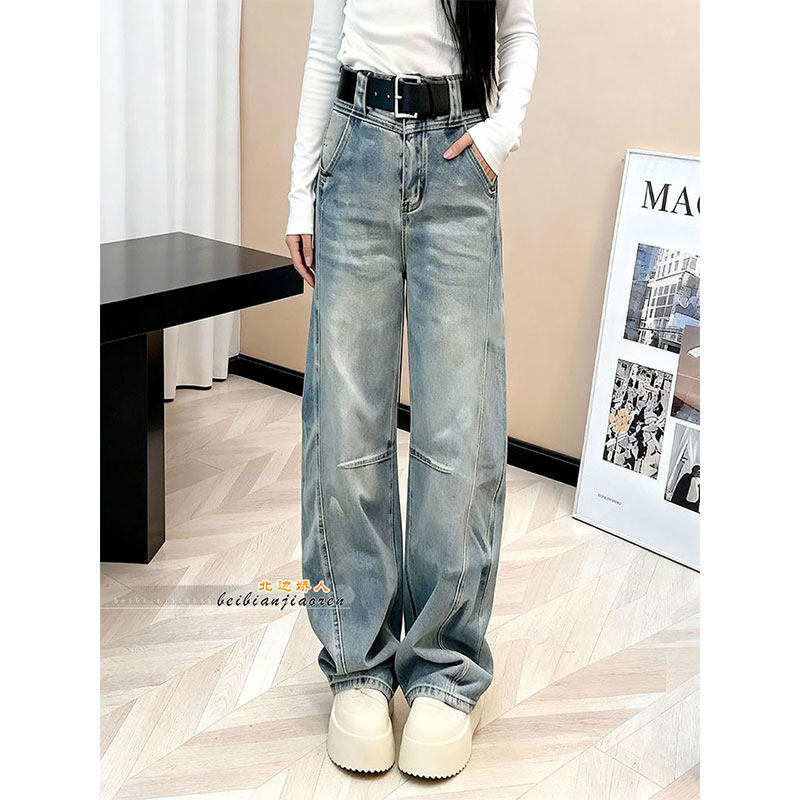 复古水洗高腰直筒牛仔裤女2026早春梨形身材遮肉显瘦宽松百搭长裤,女装/女士精品,大码裤装,淘宝优惠券,粉丝福利购,淘宝优惠卷