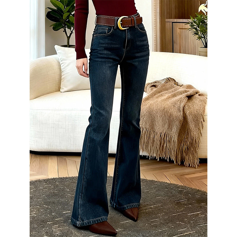 大码美式复古牛仔微喇裤女2026春季新款高腰修身显瘦百搭喇叭长裤,女装/女士精品,大码裤装,淘宝优惠券,粉丝福利购,淘宝优惠卷