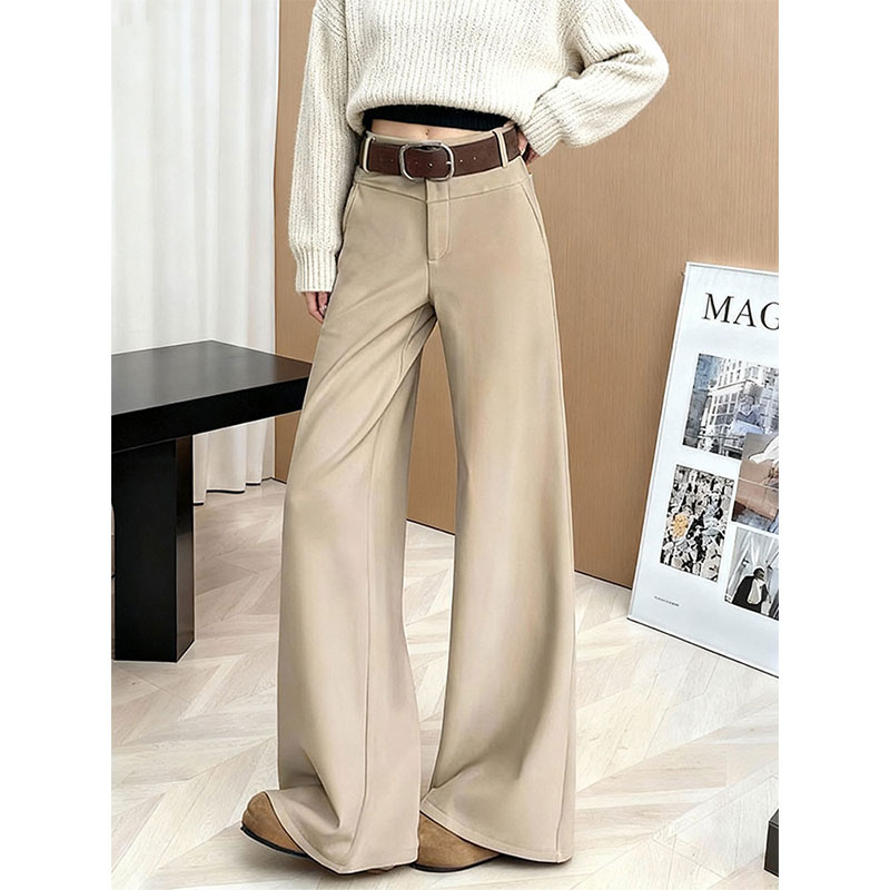 极简风高腰阔腿裤女宽松显瘦