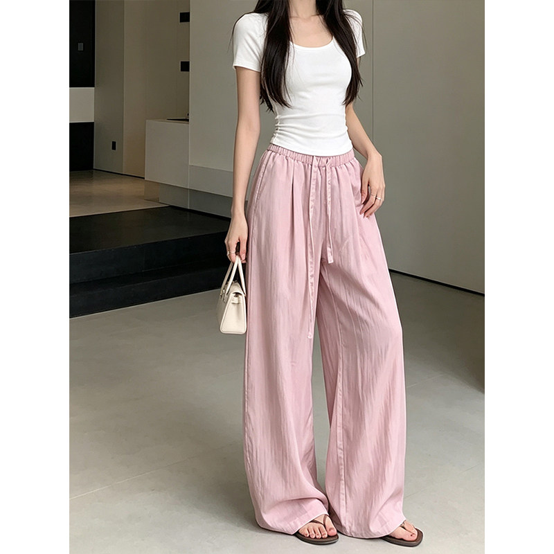 宽松bf慵懒风夏日轻薄透气裤子女图片
