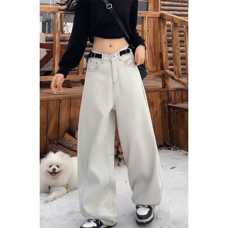 大码立体拼接加绒弯刀牛仔裤女20