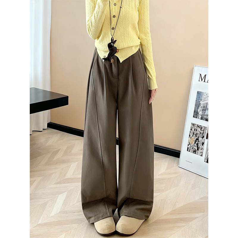 极简风高腰阔腿裤女2025冬季新款