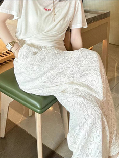 显瘦简约风松弛感设计长裤 镂空提花休闲裤 薄款 夏季 子女2025新款