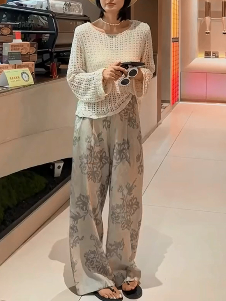 小众高级感2025新款碎花休闲裤