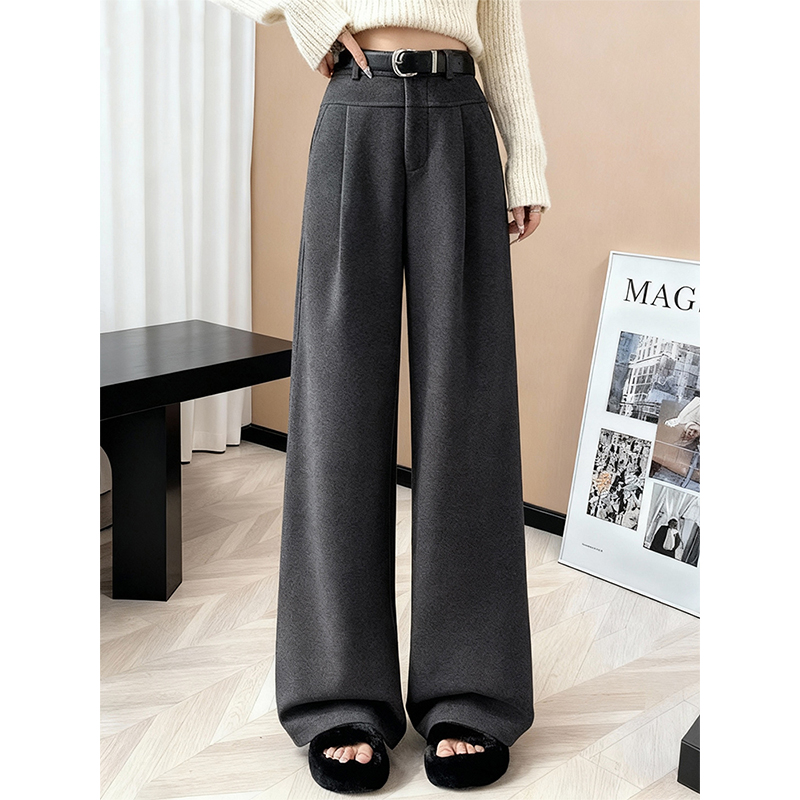 秋冬时尚灰色宽松显瘦高级感裤子