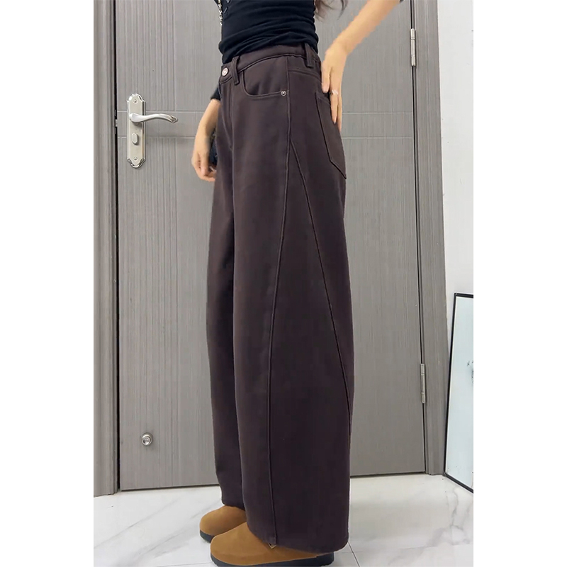 美拉德风复古咖色宽松弯刀阔腿裤