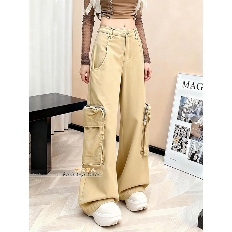 复古工装风立体口袋阔腿裤女2026春季新款高腰宽松显瘦设计感裤子,女装/女士精品,大码裤装,淘宝优惠券,粉丝福利购,淘宝优惠卷