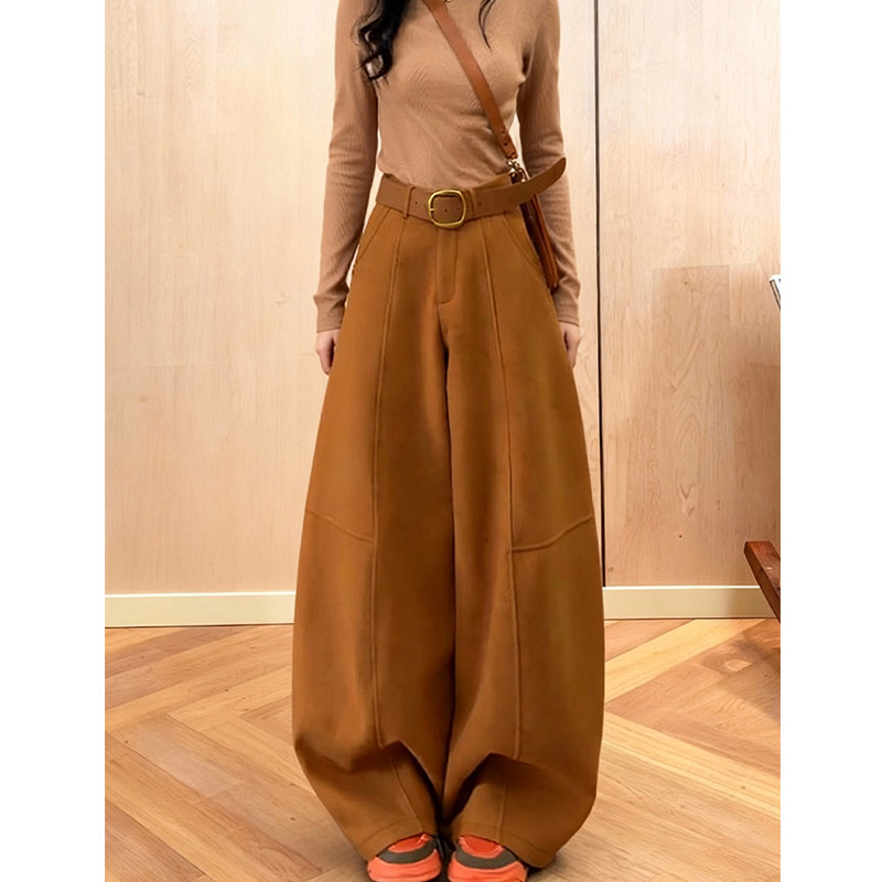 超好看加绒加厚弯刀阔腿裤女2025冬季新款宽松显瘦百搭休闲拖地裤,女装/女士精品,大码裤装,淘宝优惠券,粉丝福利购,淘宝优惠卷