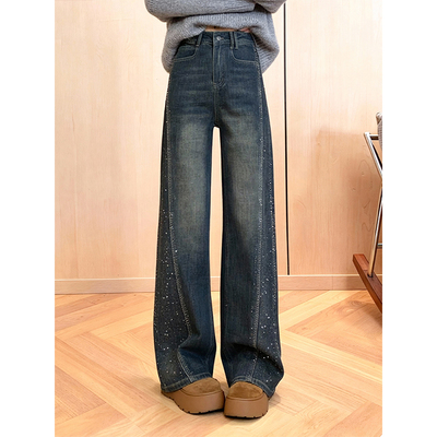 冬季新款高腰阔腿百搭显瘦直筒裤