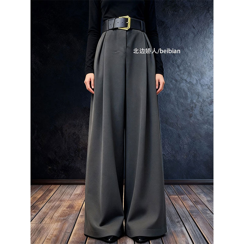 极简风高腰垂感阔腿休闲裤女2026早春通勤百搭气质显瘦西装裤,女装/女士精品,大码裤装,淘宝优惠券,粉丝福利购,淘宝优惠卷