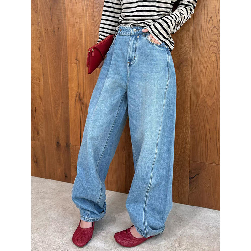 老钱风复古时髦高腰阔腿牛仔裤女2026春季宽松显瘦垂感百搭弯刀裤,女装/女士精品,大码裤装,淘宝优惠券,粉丝福利购,淘宝优惠卷