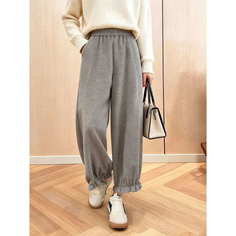 灰色阔腿裤女宽松显瘦百搭休闲裤