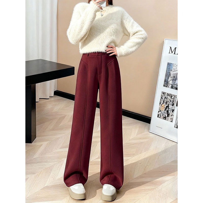 加绒加厚极简风高腰阔腿裤百搭