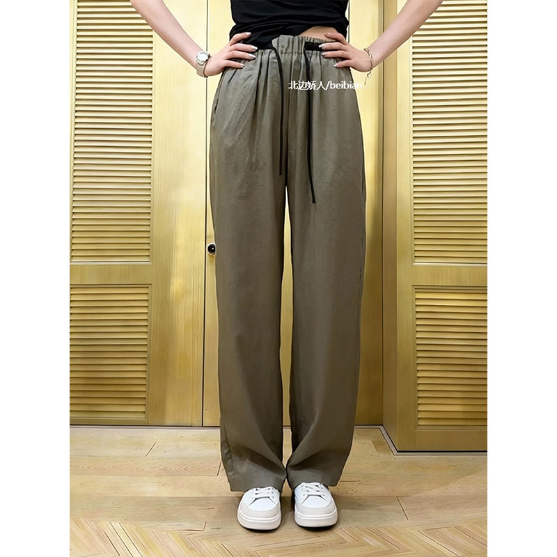 慵懒风舒适高腰抽绳弯刀裤女2026新款宽松显瘦百搭垂感阔腿休闲裤,女装/女士精品,大码裤装,淘宝优惠券,粉丝福利购,淘宝优惠卷