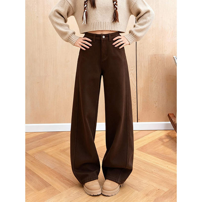 加绒加厚慵懒美式复古牛仔裤2025