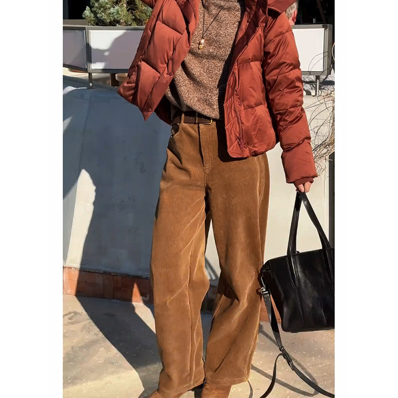 冬季加厚加绒结构感廓形灯芯绒裤女2024复古百搭时尚显瘦阔腿长裤,女装/女士精品,大码裤装,淘宝优惠券,粉丝福利购,淘宝优惠卷