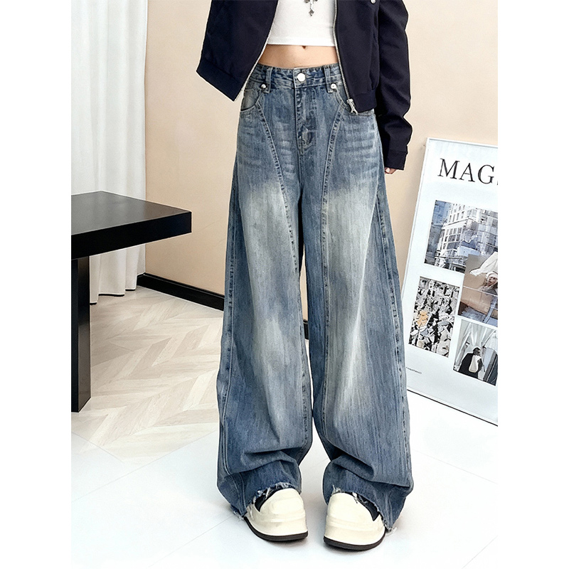 美式复古弯刀牛仔裤女2025冬季新