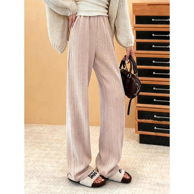 加绒加厚麦穗纹垂感软糯休闲裤