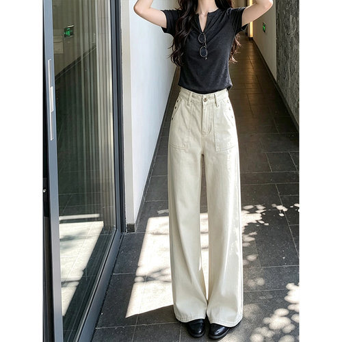 小个子复古高腰显瘦阔腿长裤女秋