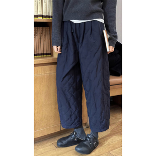 子 加厚保暖小众宽松阔腿显瘦休闲裤 小个子九分棉裤 女2025秋冬新款