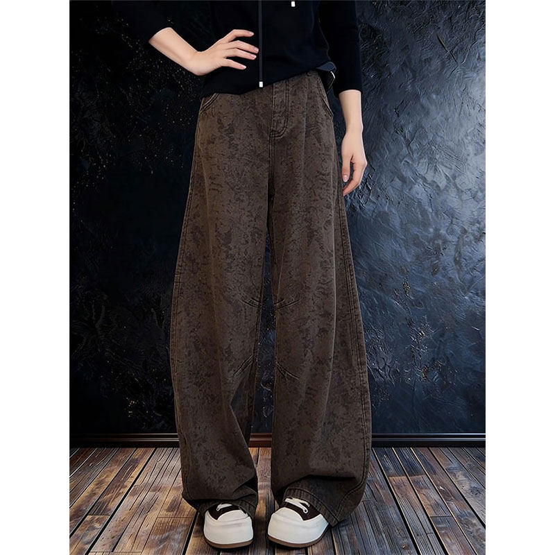 美式复古提花牛仔裤女2025冬季新