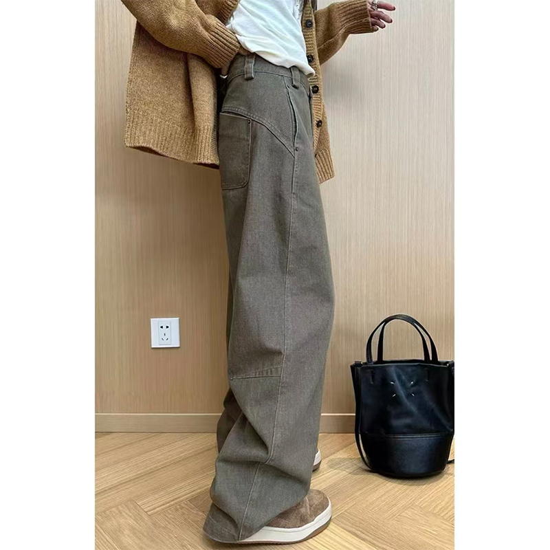 大码美式宽松百搭阔腿牛仔裤女20