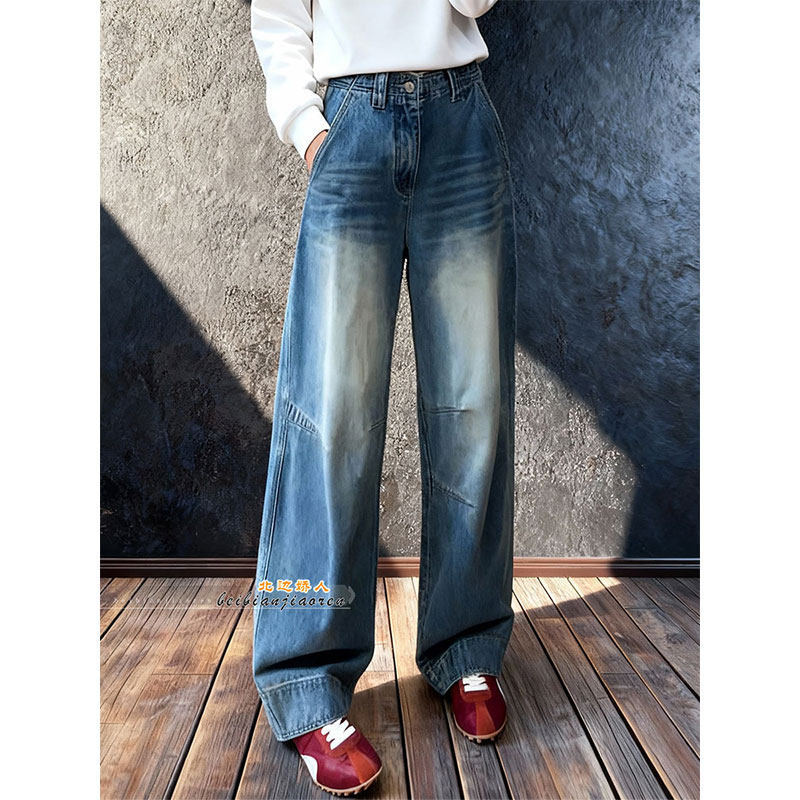 美式水洗做旧阔腿牛仔裤女2026早春时尚潮流气质百搭显瘦垂感长裤,女装/女士精品,大码裤装,淘宝优惠券,粉丝福利购,淘宝优惠卷