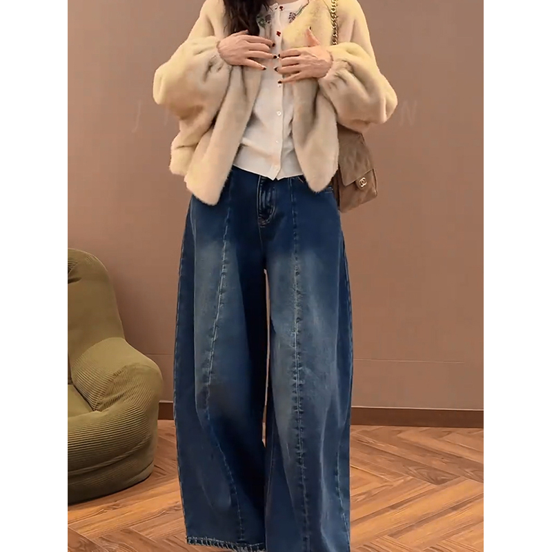 大码复古宽松显瘦气球牛仔裤女20