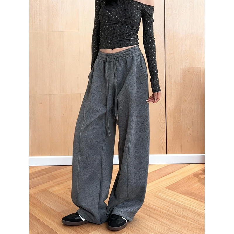 大码美式解构加绒加厚弯刀卫裤女