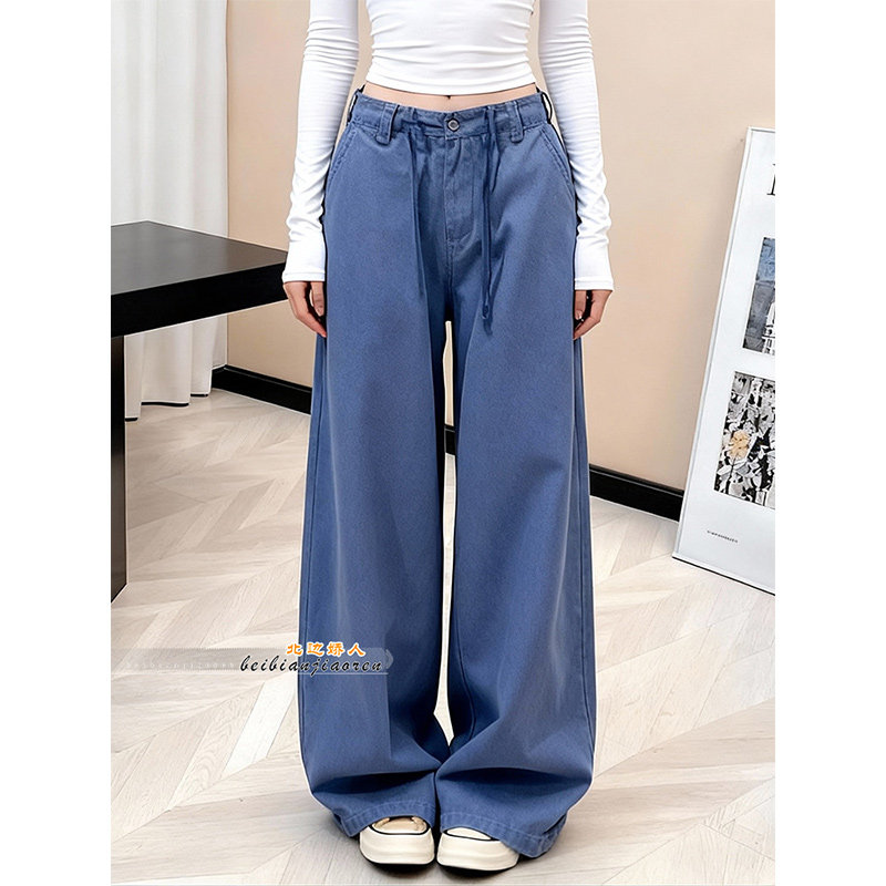 大码美式复古高腰阔腿裤女2026春季新款宽松显瘦垂感休闲弯刀裤子,女装/女士精品,大码裤装,淘宝优惠券,粉丝福利购,淘宝优惠卷