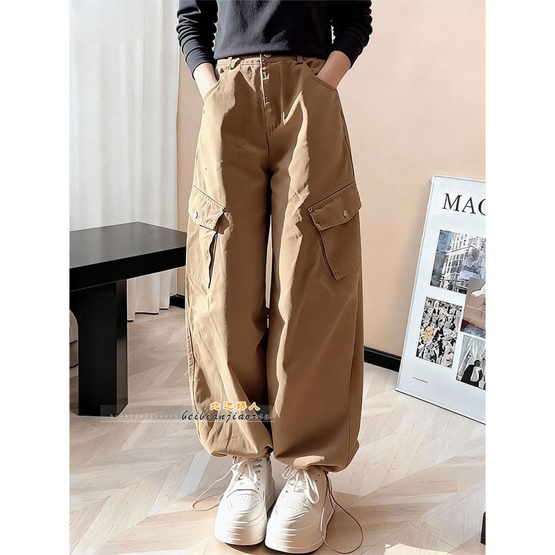 美式工装风宽松显瘦阔腿裤女2026早春梨形身材遮肉显瘦百搭休闲裤,女装/女士精品,大码裤装,淘宝优惠券,粉丝福利购,淘宝优惠卷