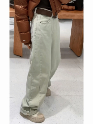 2025新款浅色弯刀牛仔裤女