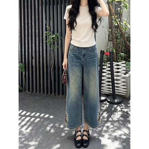 小个子弯刀牛仔裤显瘦八分裤女秋
