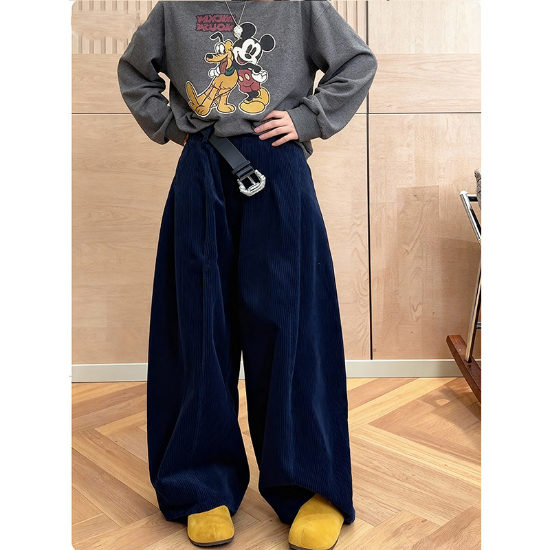 加绒加厚宽松显瘦百搭灯芯绒阔腿休闲裤2025冬季高级感垂感弯刀裤,女装/女士精品,大码裤装,淘宝优惠券,粉丝福利购,淘宝优惠卷