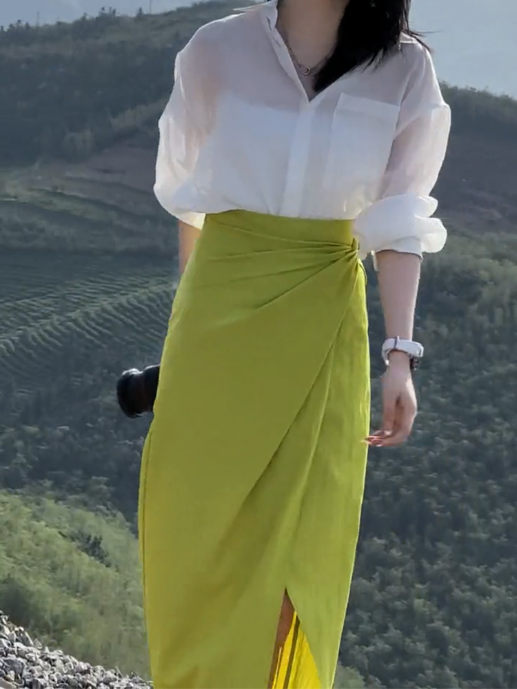 绿色2025新款气质时尚半身裙女