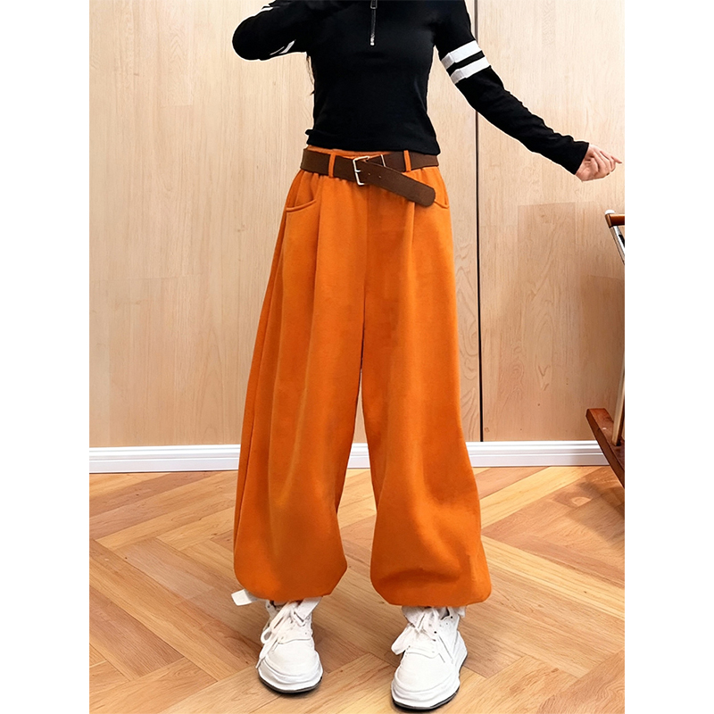 高腰阔腿裤女宽松慵懒老钱风裤子