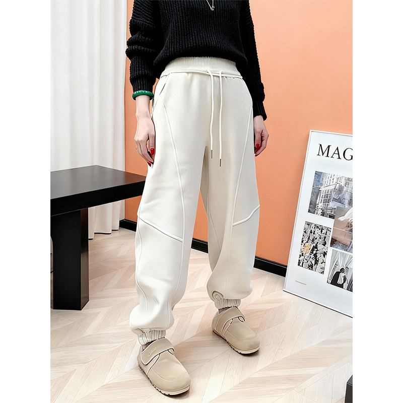 高腰束脚休闲裤女宽松百搭抽绳
