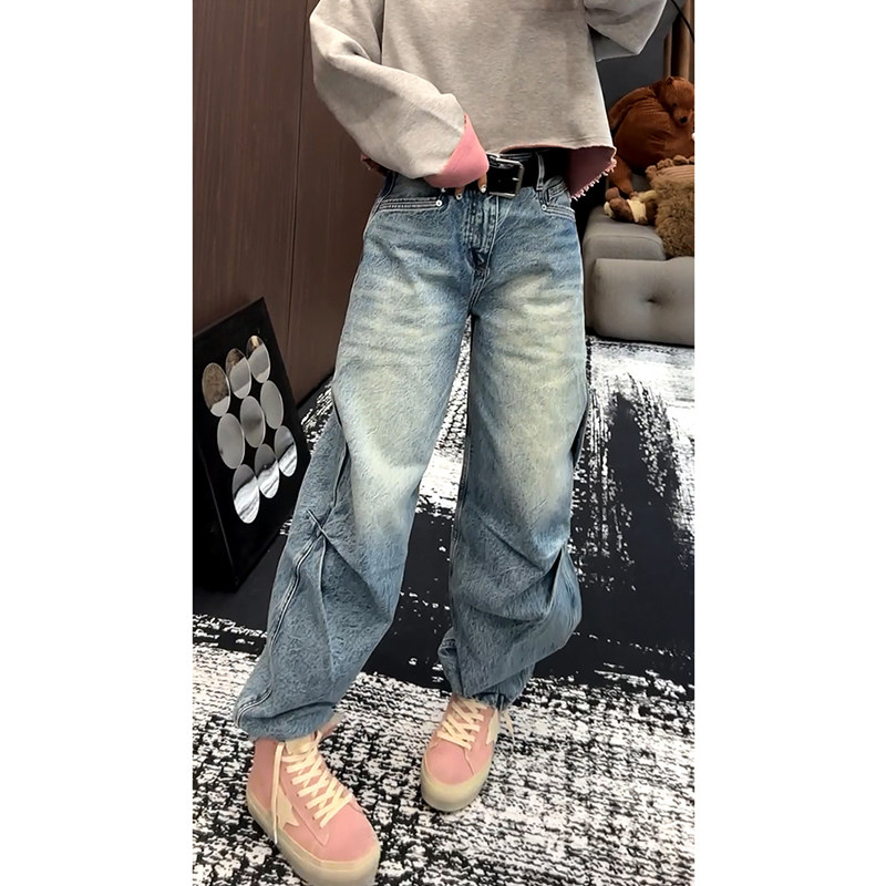 加绒厚款香蕉牛仔裤2024冬季新款