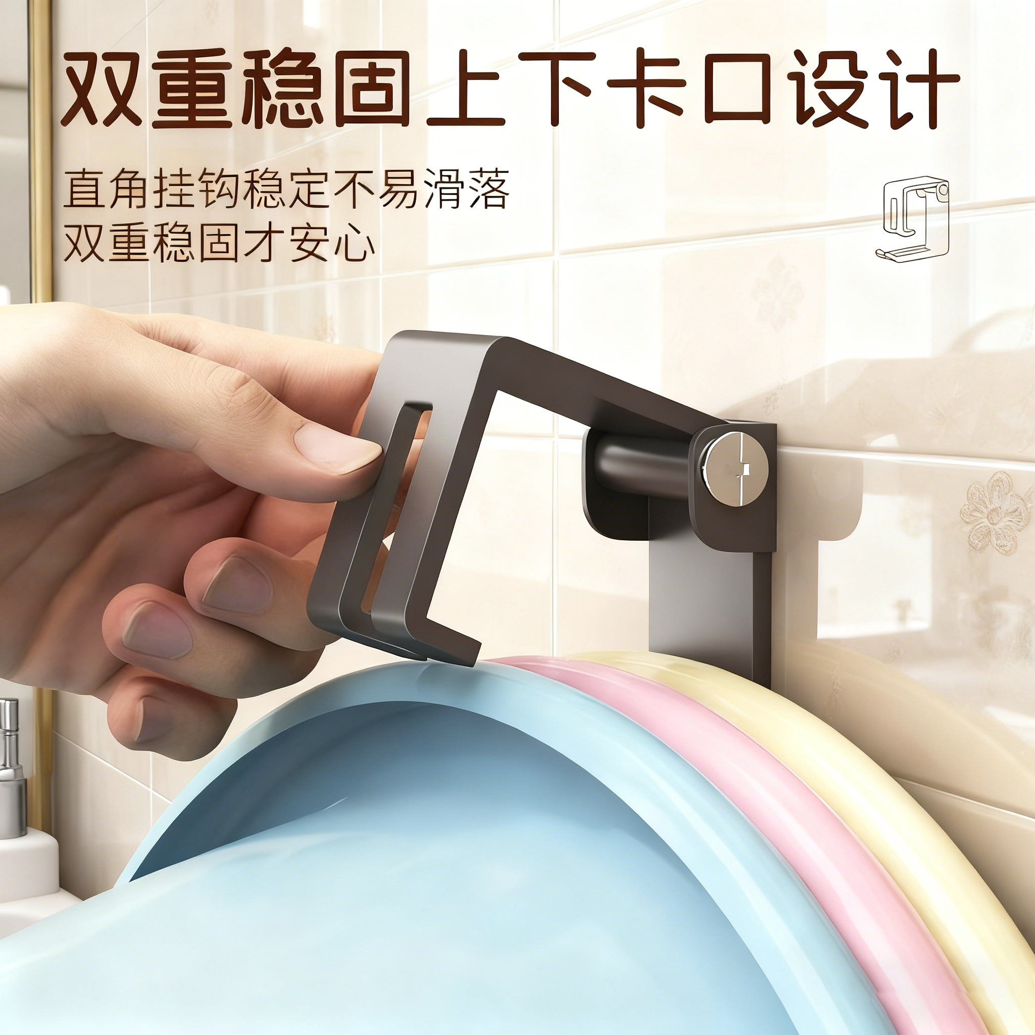 免打孔卫生间脸盆专用收纳架