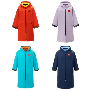 洲克zoke儿童速干浴袍保暖便携起水游泳专用开衫 斗篷浴巾暗扣