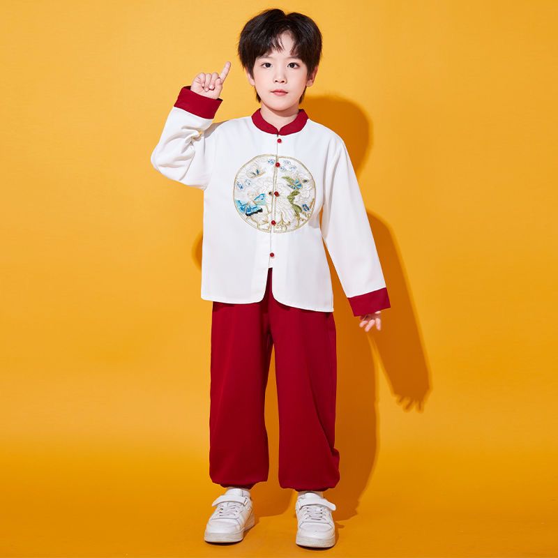 儿童中国演出服小学生啦啦队汉服运动会班服服装女童合唱马面表演