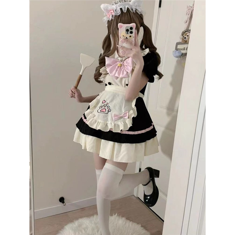 洛丽塔【猫咪餐厅】可爱op狗短小女仆lolita连衣裙围裙