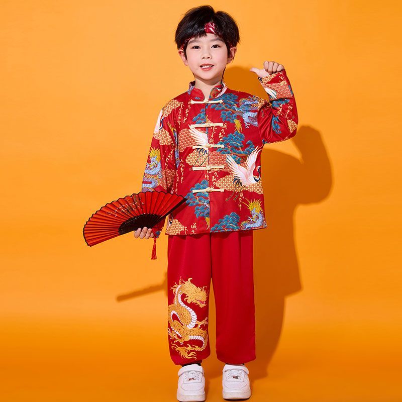 儿童街舞潮服元旦啦啦队演出服装中国风汉服新款国潮拜年服套装