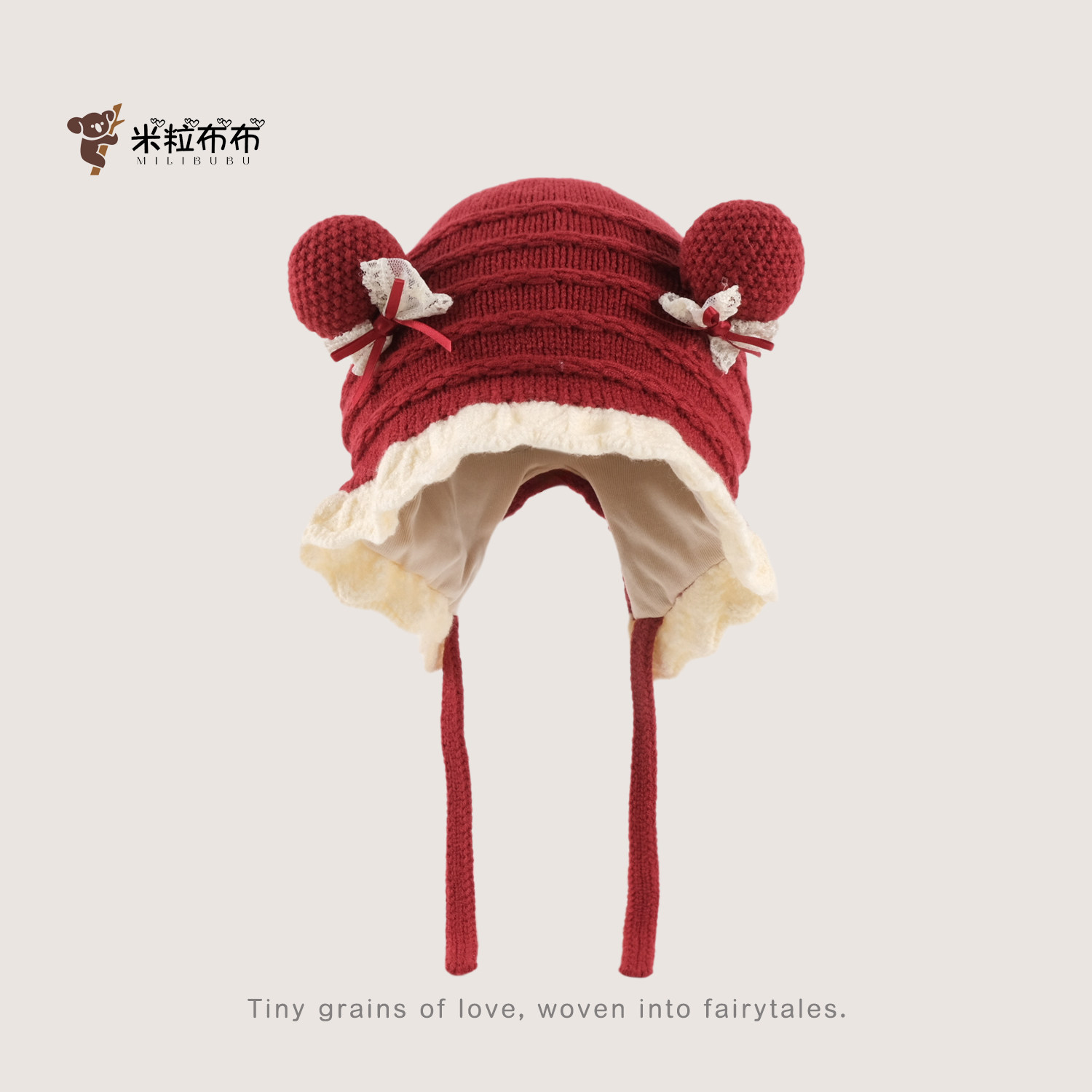 红色新年宝宝秋冬公主风蕾丝蝴蝶结针织护耳帽婴儿保暖防风毛线帽,童装/婴儿装/亲子装,帽子,淘宝优惠券,粉丝福利购,淘宝优惠卷