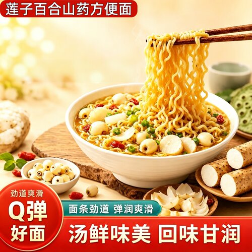 正宗莲子百合山药方便面非油炸面