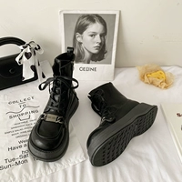 Martens, демисезонные утепленные короткие сапоги в английском стиле на платформе, в британском стиле, подходят к юбкам, визуально стройнят