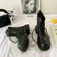 Martens, модные летние тонкие черные короткие сапоги на платформе в английском стиле на каблуке, ботинки, популярно в интернете, коллекция 2022, в британском стиле