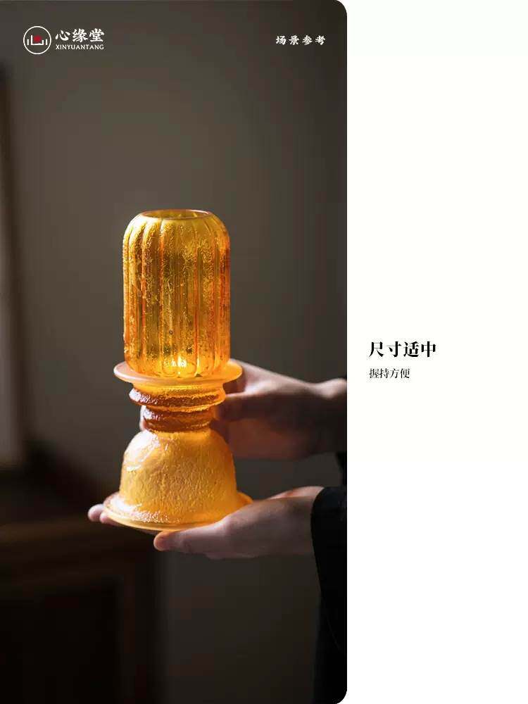 【湘缘阁】心缘堂琉璃烛台皓月当空琉璃灯复古文艺室灯氛围感摆件