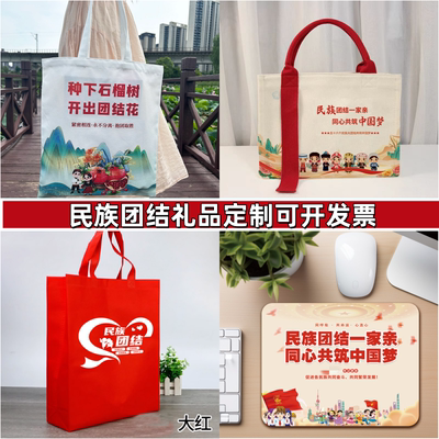 党委宣传部民族团结进步宣传月活动礼品冰箱贴帆布包广告扇子定制