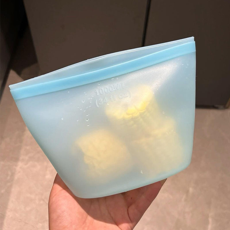 硅胶保鲜袋带封口食品级多功能家用防尘水果蔬菜牛奶密封储存袋子